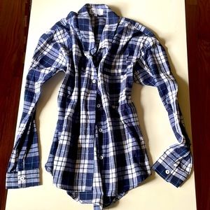 By the way blue checkered flannel button down XXS